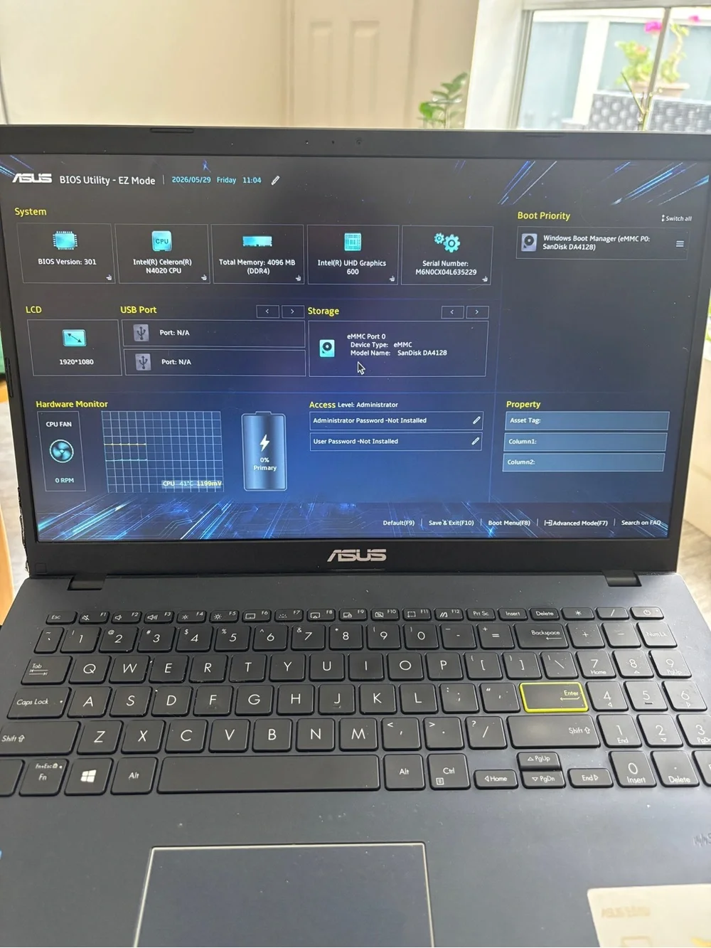 ASUS Matte Black Laptop with Highlighted Enter Key